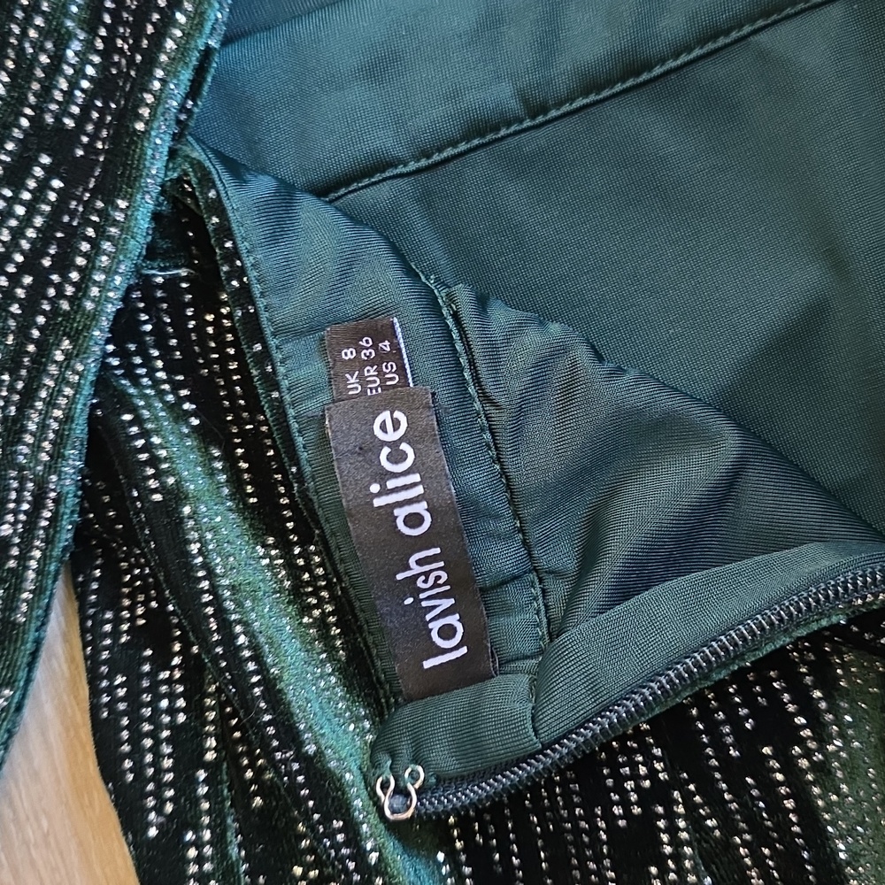 Lavish Alice Shimmering Green Midi Dress - Picture 13 of 16